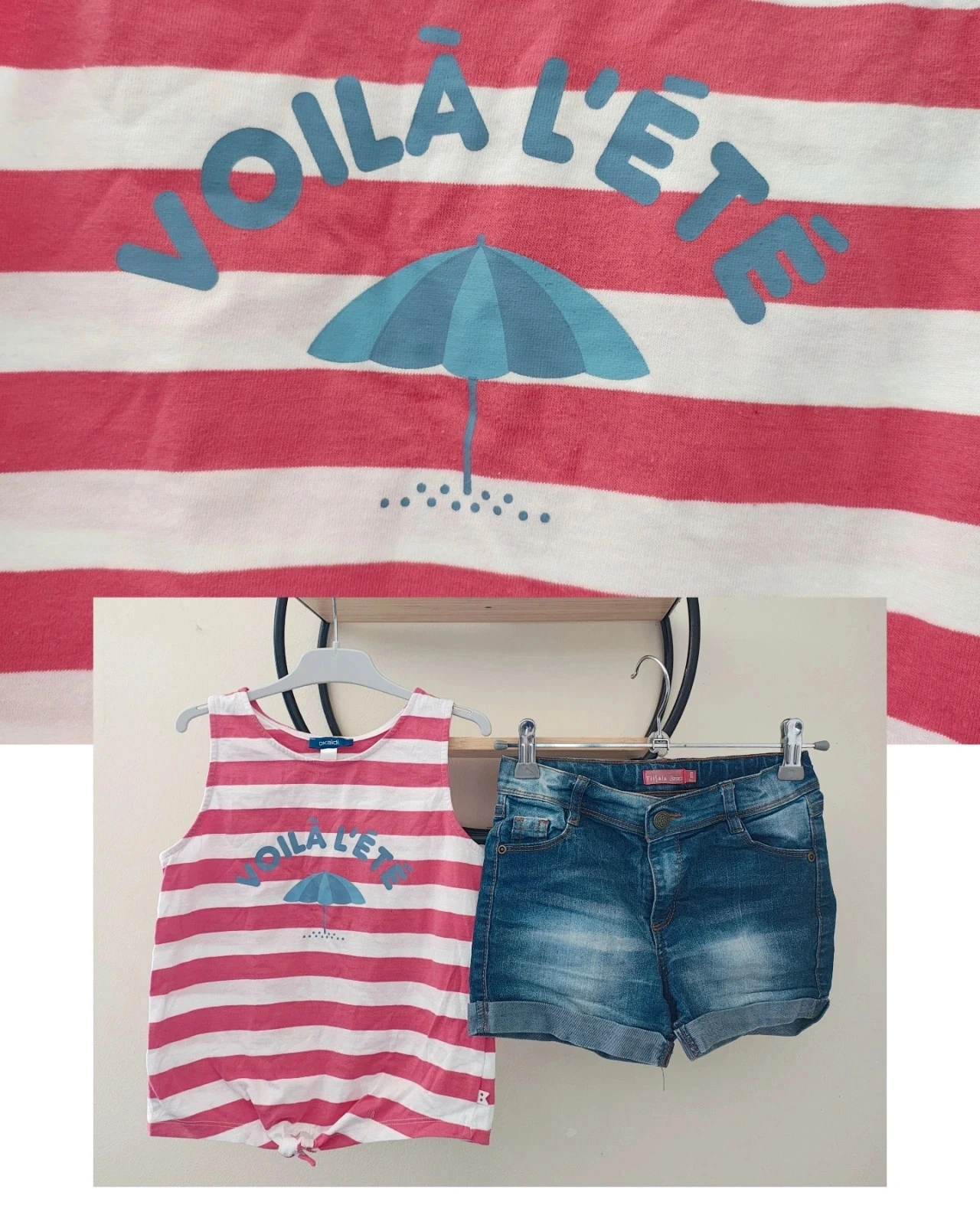 7 8 ans ensemble été teeshirt Okaïdi 8a et short Tissaïa 7a